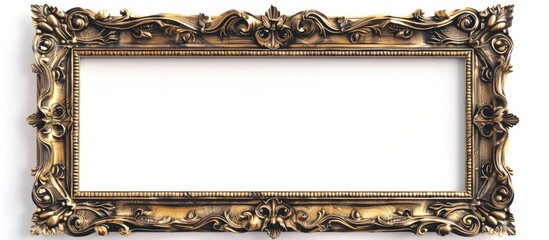 Leinwandbilder - Vintage gold or bronze frame with wear for photos, text, or paintings on white background, suitable for copy space image.