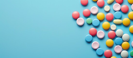 Aufkleber - Colorful pills arranged on a blank surface with copy space image.