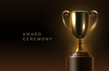 Wall Mural - Award ceremony nomination name podium, golden prize event, scene star ceremony. Vector illustration