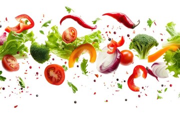 Canvas Print - Vegetables food red white background.