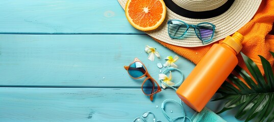 Poster - Beach Day Essentials: Sunscreen, Sunglasses, and Beach Towel: Illustrate the essential items