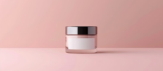 Sticker - Top view of a cosmetic skin cream bottle with a blank label, perfect for mock-ups, featuring a clipping path for easy customization with copy space image.