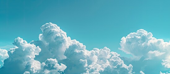 Aufkleber - Panoramic view of a sky with fluffy white clouds against a blue backdrop, ideal for copy space image.