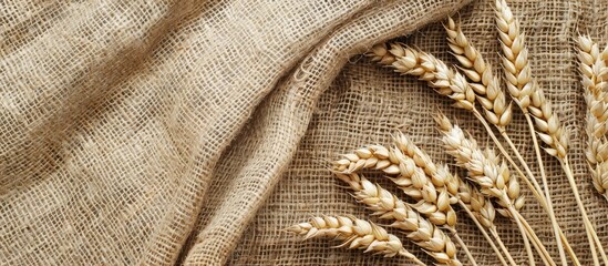 Aufkleber - Burlap background with wheat ears, ideal for copy space image.