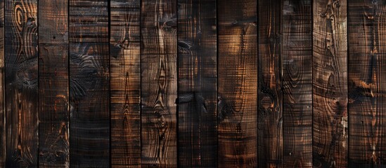 Poster - Textured wooden wall background with a natural pattern on a brown plank, ideal for use as a copy space image.