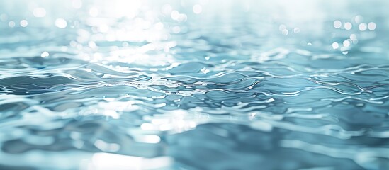 Leinwandbilder - Water texture mockup background in soft blue with a shimmering light reflection, ideal for a copy space image.