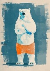 Wall Mural - Polar bear wearexercise clothes mammal animal art.