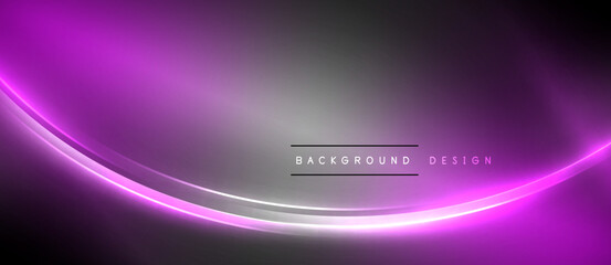 Aufkleber - Neon glowing circle rays, light round lines in the dark, planet style neon wave lines. Energetic electric concept design for wallpaper, banner, background