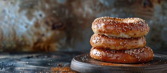 Poster - Turkish bagel known as Kandil simiti with a copy space image.