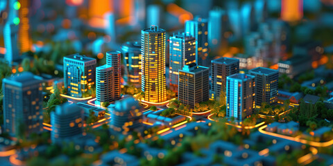 Poster - illustration of the residential real estate developers market. a graph or chart showing the drop in bond values. Background image. Created with Generative AI technology.