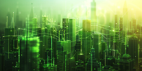 Poster - illustration of the residential real estate developers market. a graph or chart showing the drop in bond values. Background image. Created with Generative AI technology.