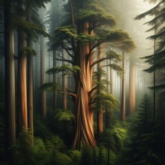 Wall Mural - 15 76. Port Orford Cedar - A strong cedar species with a light c