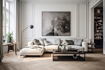 Wall Mural - Scandinavian classic living room architecture furniture building.