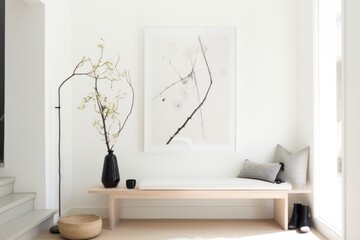 Canvas Print - Modern styled small entryway furniture plant architecture.