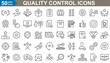 © Kashif - Quality control web icons set vector Illustration. thin line icons quality control, inspection, management, analysis, certification, standards and compliance.