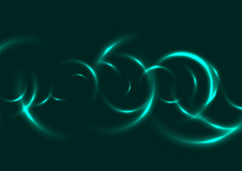 Wall Mural - Cyan blue neon glowing shiny circles abstract background. Vector futuristic design