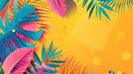 Wall Mural - Summer tropical banner - Refreshing design pop colors background. Generative AI