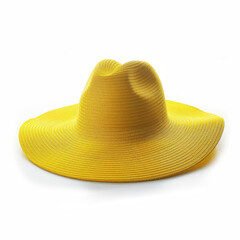 Yellow sun hat with a wide brim, isolated on a white background