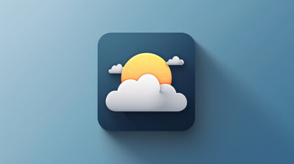 Wall Mural - Weather app icon with a sun behind the clouds