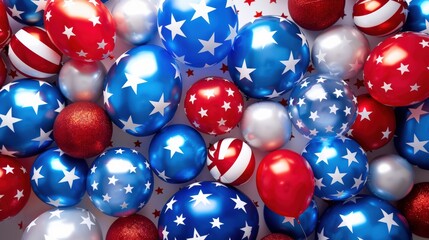 Patriotic Balloons Background, Red White and Blue Celebration, 4th of July Decor, American Party Decor, Stars and Stripes Balloons