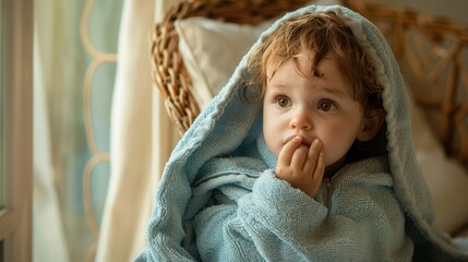 Poster - The adorable child wrapped in blanket