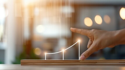 Poster - A hand pointing at a graph with three lines, indicating a growth or progression. Concept of importance and direction, as if the hand is guiding the viewer towards a specific goal or outcome