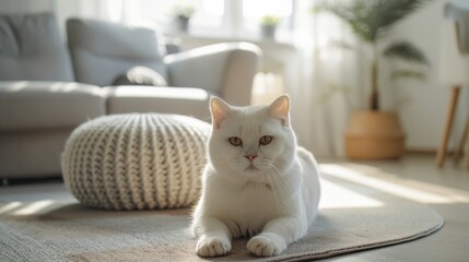 Sticker - The white cat in livingroom