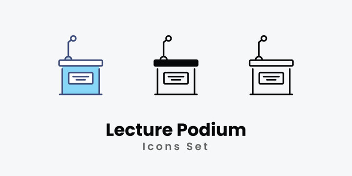 Lecture Podium icons vector set stock illustration