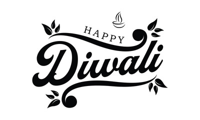 Wall Mural - Happy Diwali cursive font design, Diwali Festival vector, Deepavali design	