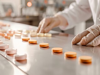 Aufkleber - Futuristic Laboratory Scene with Scientists Creating Nanotechnology-Enabled Dissolvable Vitamin Discs