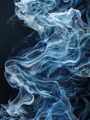 Poster - Abstract waves in shades of blue on a dark grey background, emphasizing fluid movement and dynamic shapes in the artwork.
