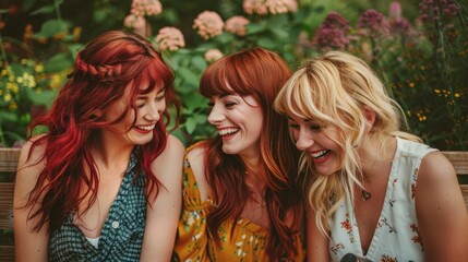 Poster - The laughing women on bench