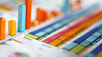 Poster - A close-up of a colorful bar graph on a printed document, showing a detailed market analysis.