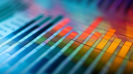 Poster - A close-up of a colorful bar graph on a printed document, showing a detailed market analysis.