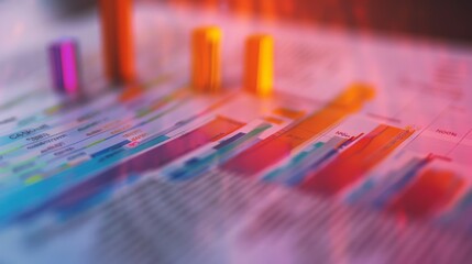 Aufkleber - A close-up of a colorful bar graph on a printed document, showing a detailed market analysis.