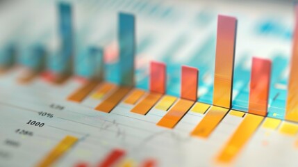 Poster - A close-up of a colorful bar graph on a printed document, showing a detailed market analysis.