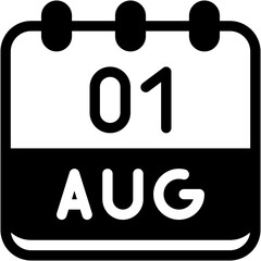 Wall Mural - Vector Icon Calendar, August, one, 1, calendar date, monthly calendar, time and date, month, schedule