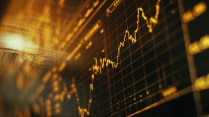 Aufkleber - A close-up of a computer screen displaying a detailed gold price graph, showing fluctuations and trends in the market.