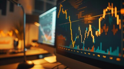 Aufkleber - A close-up of a gold price graph on a computer monitor, showing recent market trends and analysis.
