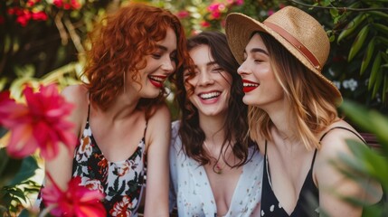 Wall Mural - The laughing female friends