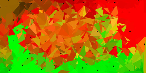 Wall Mural - Light green, red vector abstract triangle background.