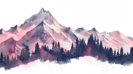 Adventure at the mountain graphic artwork . Mountain with tree retro vintage 