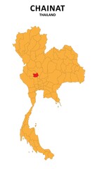 Sticker - Chainat Map is highlighted on the Thailand map with detailed State and region outlines.