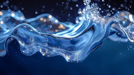 Poster - Abstract Water Splash With Blue Background and Light Reflections