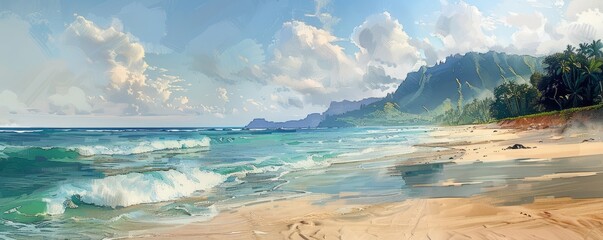 Wall Mural - A tranquil beach with gentle surf