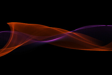 Wall Mural - Abstract glowing wave lines on dark blue background. Dynamic wave pattern. Modern flowing wavy lines. Futuristic technology concept. Suit for banner, poster, cover, brochure, flyer, website