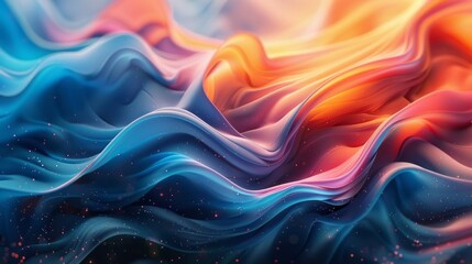 Wall Mural - Vibrant Cosmic Waves Abstract Horizontal Background: Multicolored Space-Inspired Digital Art