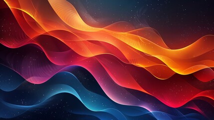 Wall Mural - Vibrant Cosmic Waves Abstract Horizontal Background: Multicolored Space-Inspired Digital Art