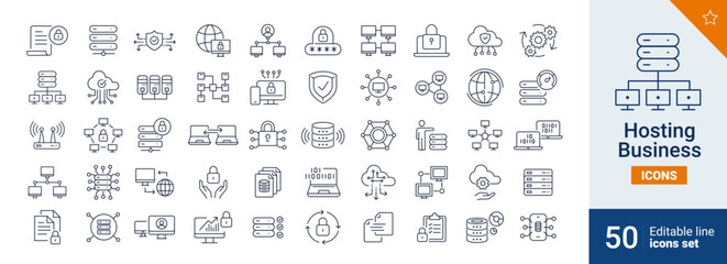 Aufkleber - Hosting icons Pixel perfect. Server, network, computer, ....	
