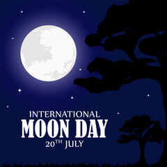 Vector illustration of International Moon Day social media feed template